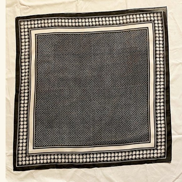 Vintage Black and White Poly OrgandyScarf - Picture 1 of 3